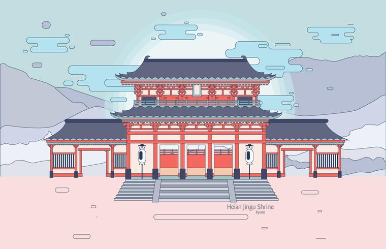 Daigokuden in Heian Jingu Shrine Vector