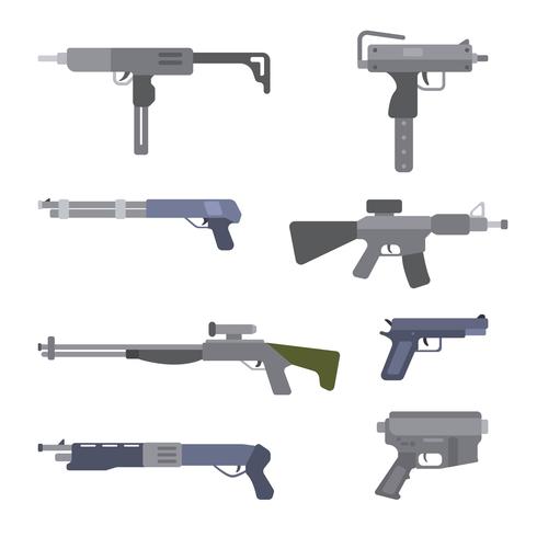 vectores planos de armas de airsoft