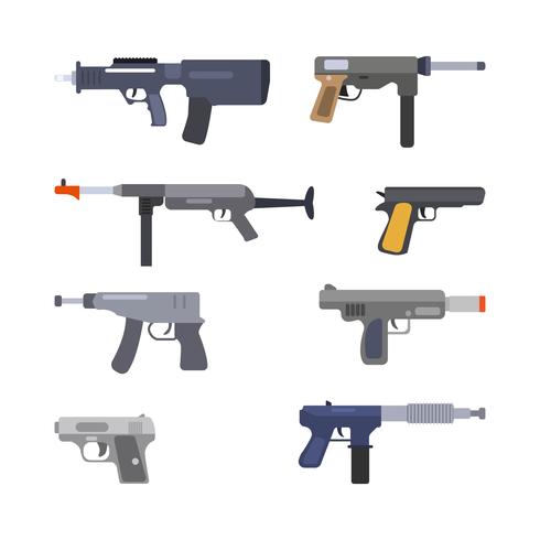 vectores planos de armas de airsoft