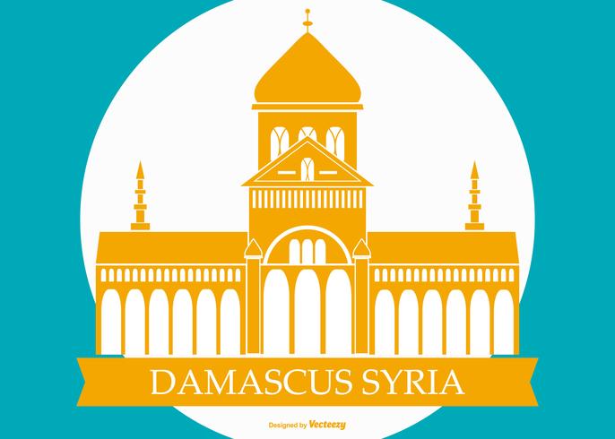 Ilustración famosa del edificio de Damasco Siria vector