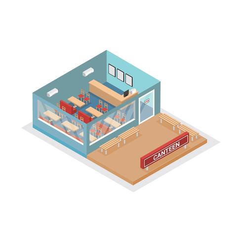 Canteen Isometric View Free Vector