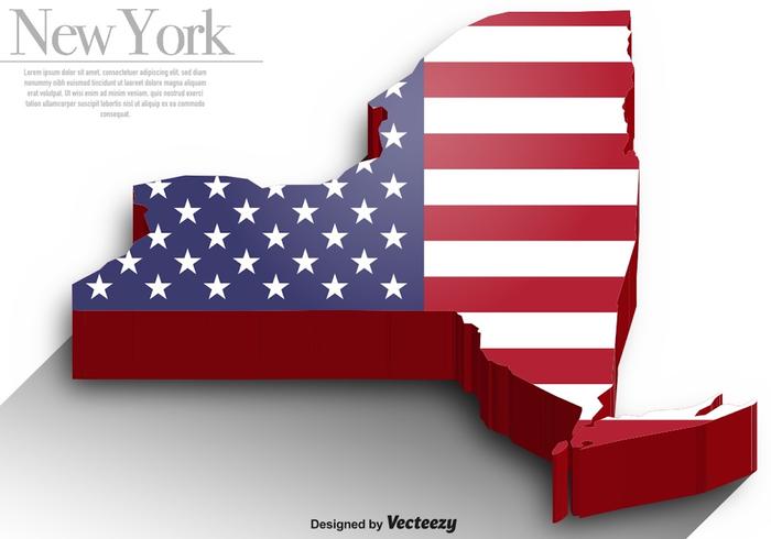 Vector 3d Silhouette Of The Map Of New York 