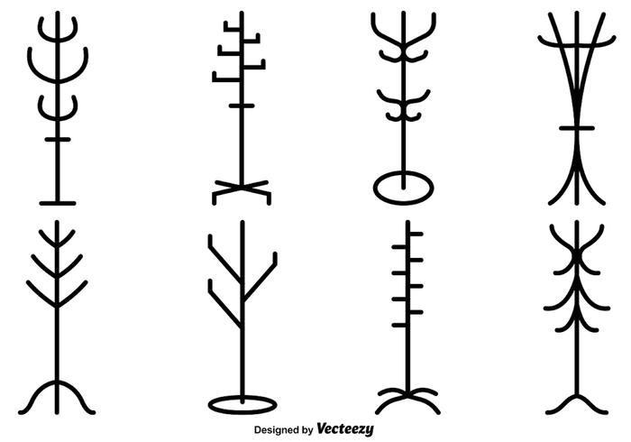 Vector conjunto de siluetas de soporte de abrigo