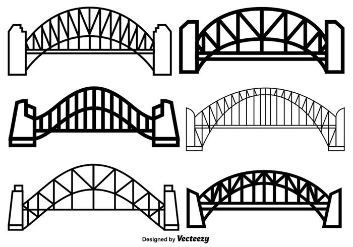 Vector conjunto de iconos de puente de puerto