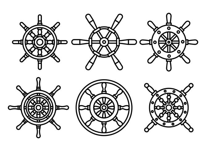 iconos de vector de rueda de barcos