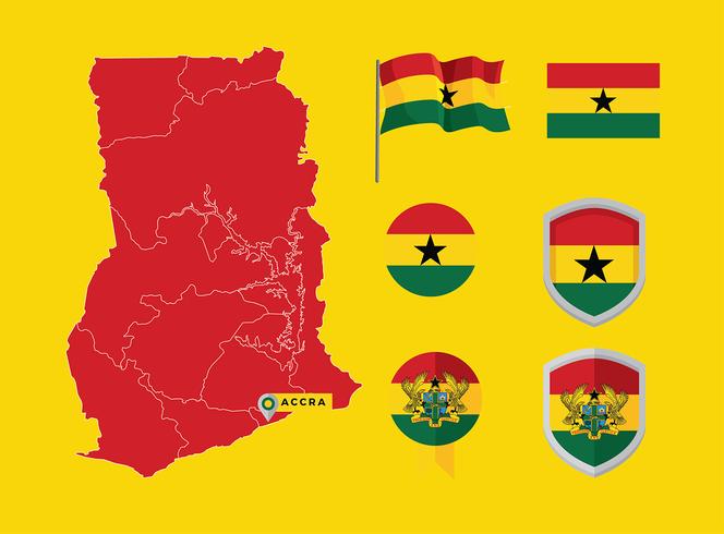 Mapa de Ghana Vector Gratis