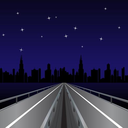 Highway At Night Vector 