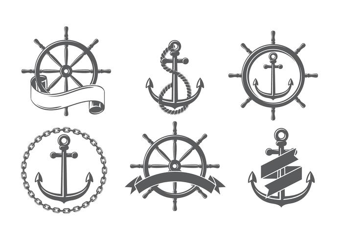 Ship Wheel Set Free Vectors