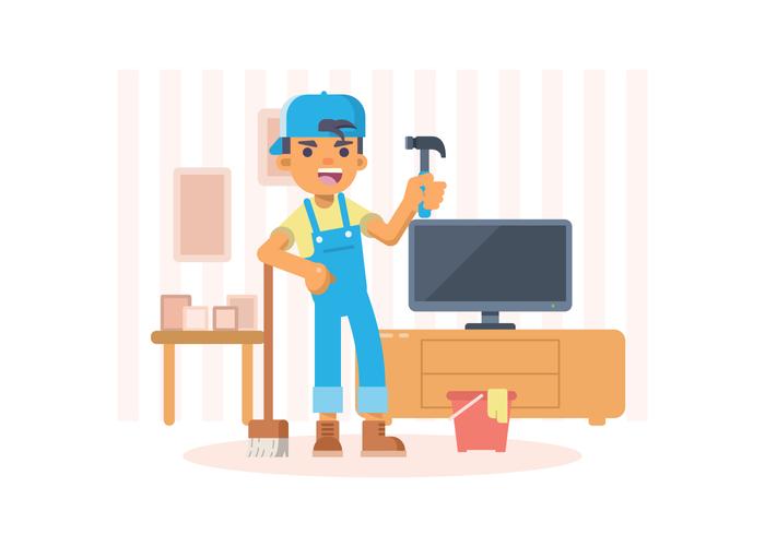 Young House Caretaker Illustration vector