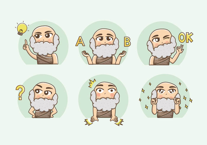 Free Socrates Cartoon Sticker Vector