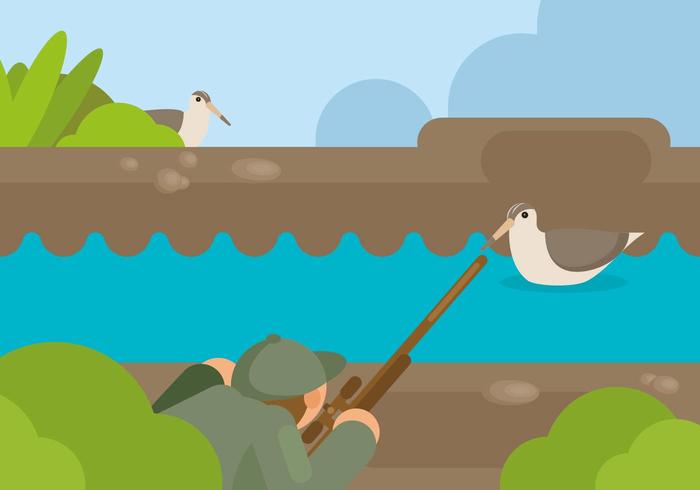 Snipe Hunting Illustration vector