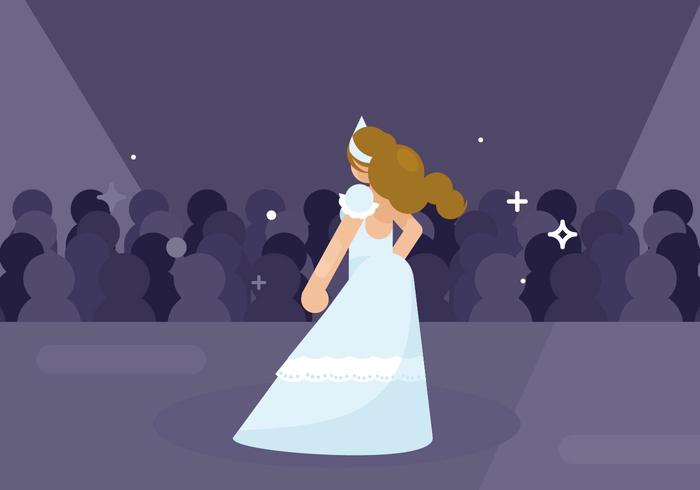 Modelo en una ilustración de vestido con volantes vector