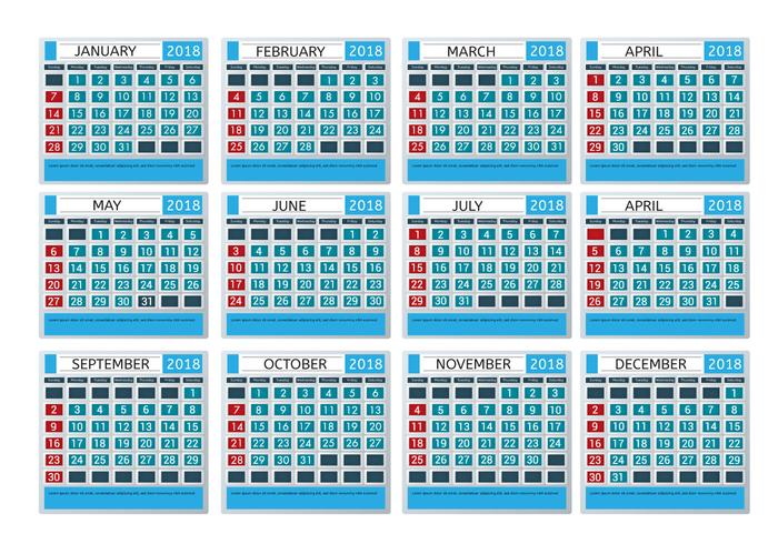 Calendario mensual imprimible vector