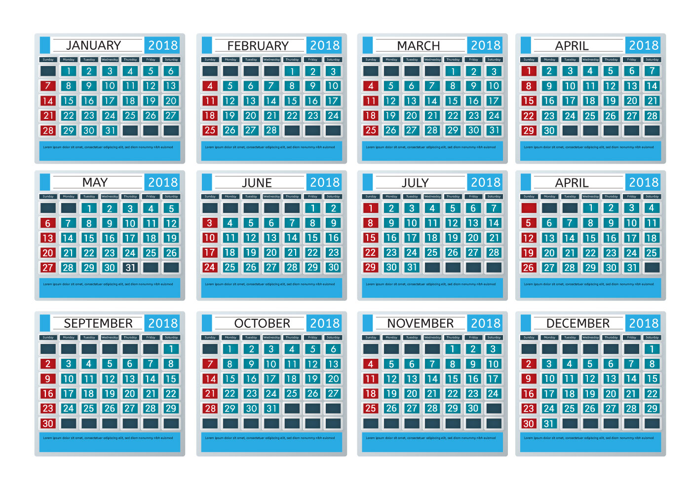Printable Monthly Calendar 168614 Vector Art at Vecteezy