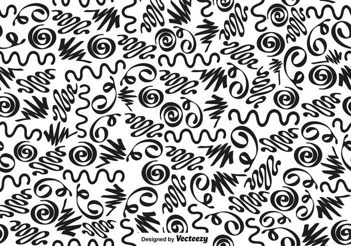 Seamless Hand Drawn Swirls And Squiggles Pattern Vector Background