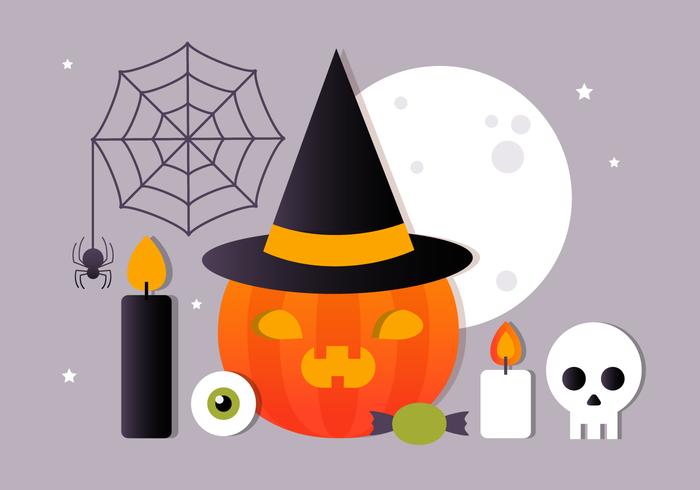 Free Flat Halloween Vector Elements Collection