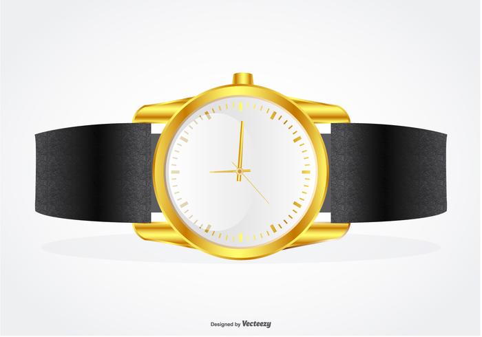 Muñequera altamente detallada con ilustración de reloj dorado vector