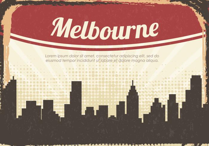 silueta vintage ciudad de melbourne vector