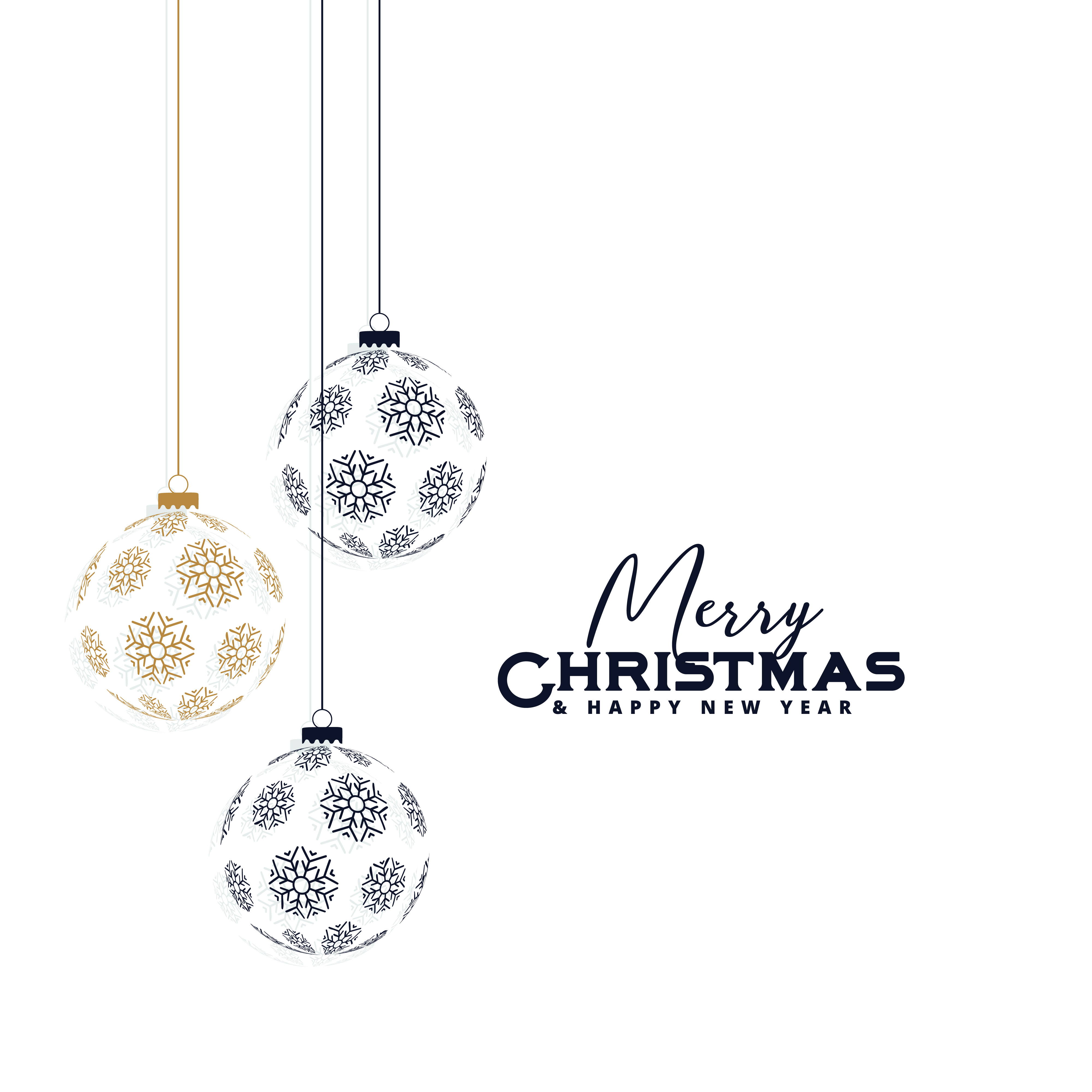 elegant christmas background with hanging balls made with snowfl
