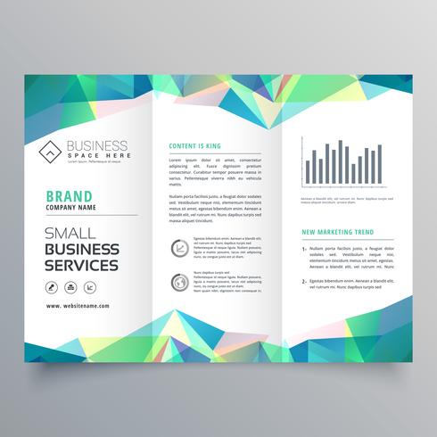 business trifold brochure  design with abstract shapes 