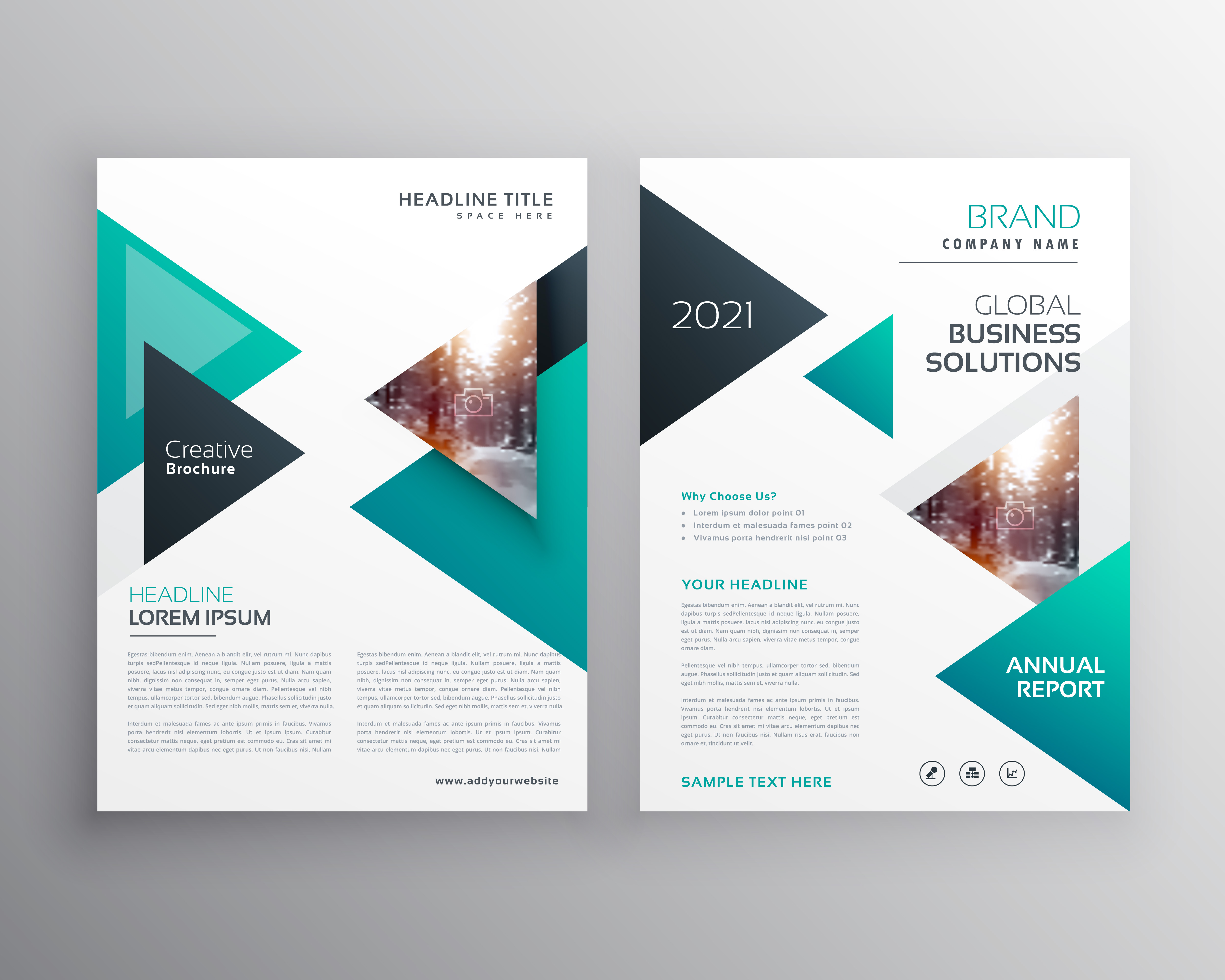 Geoemtric triangles business flyer brochure vector 