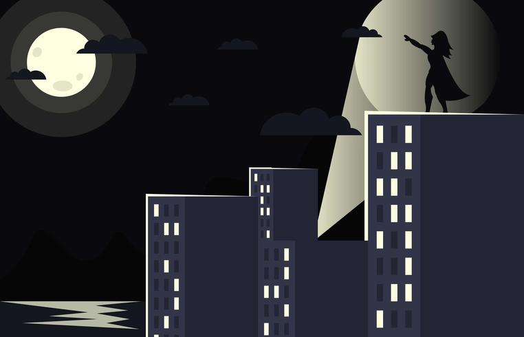 Superwoman Landscape Illustration Vector