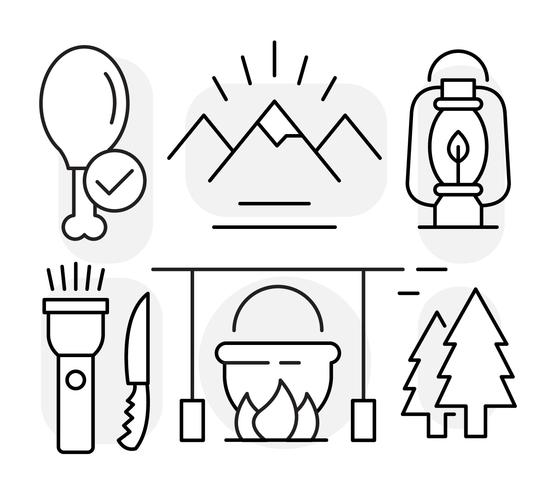 Linear Camping Illustration vector