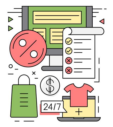 Linear Shopping Vector Illustration