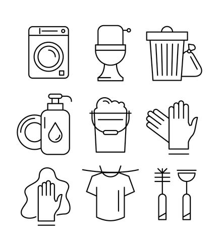 Linear Household Cleaning Icons vector