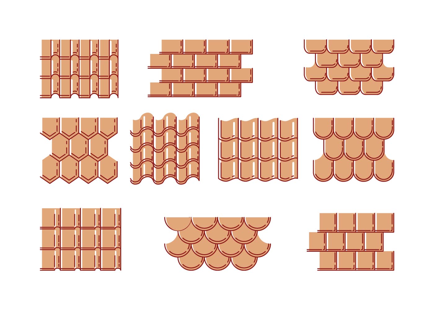 Free Roof Tile Collection Vector 169123 Vector Art at Vecteezy