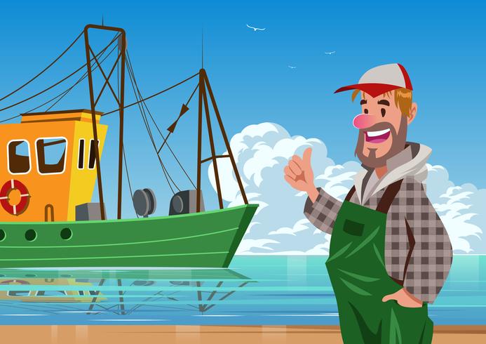 Trawler Boat Crew vector