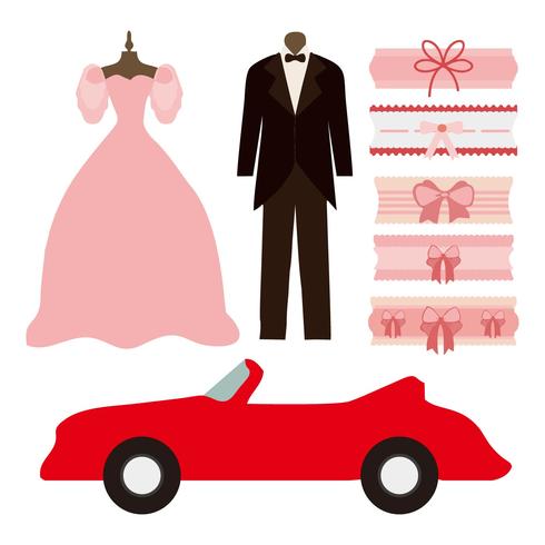 Bride, Groom, and Garter Vector