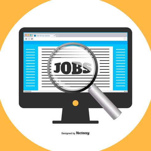 Flat Style Illustraion of Job Search on Computer vector