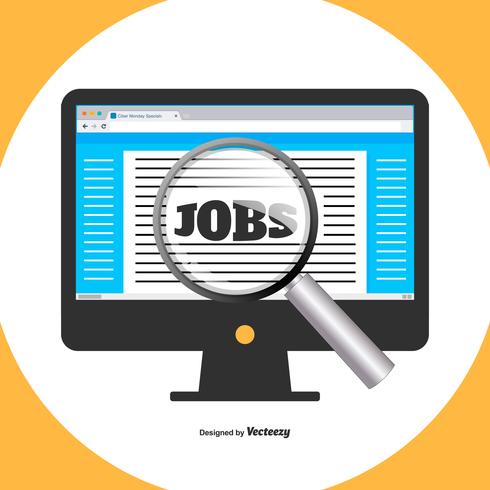 Flat Style Illustraion of Job Search en la computadora vector