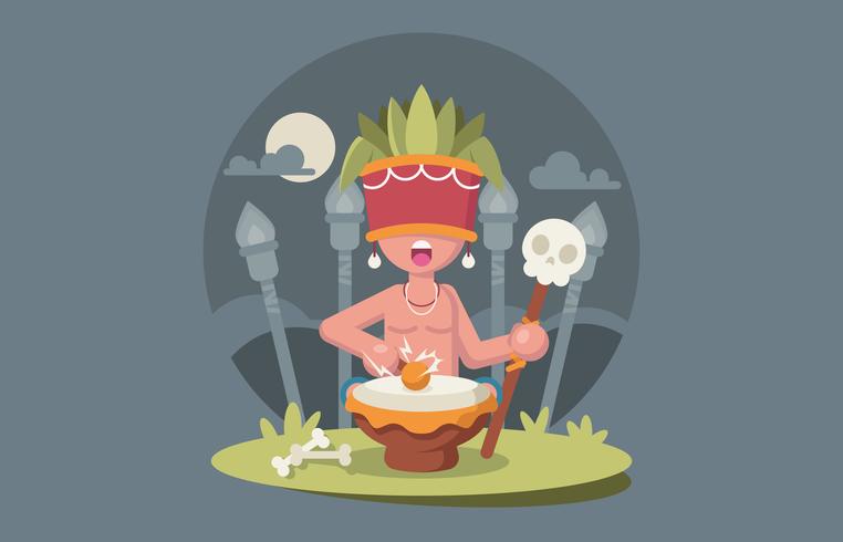 Shaman Doing Ceremony Illustration vector