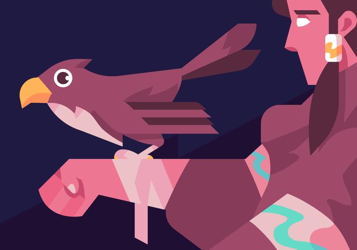 Native Shaman And Eagle Vector 