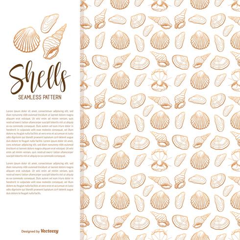 Hand Drawn Sea Shells Vector de patrones sin fisuras