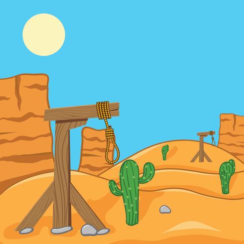 Wild West With Gallows Vector Background