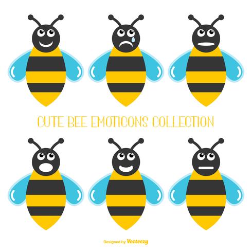 Linda colección de emoticones de abeja vector