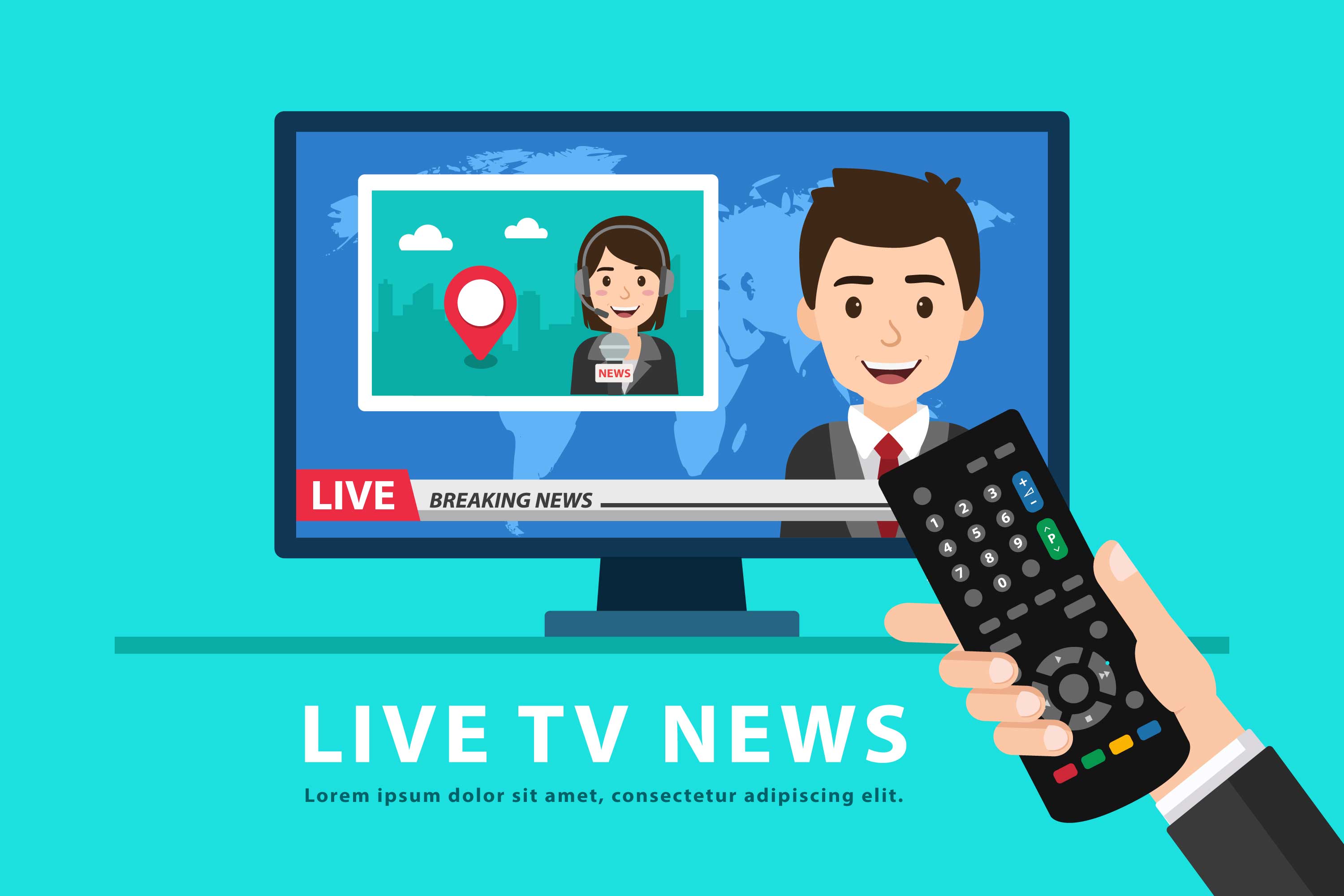 Holding Remote Control And Watching Tv News 169249 Vector Art at Vecteezy