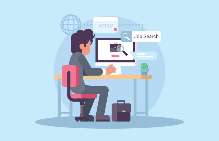 Young Man Searching For Jobs vector