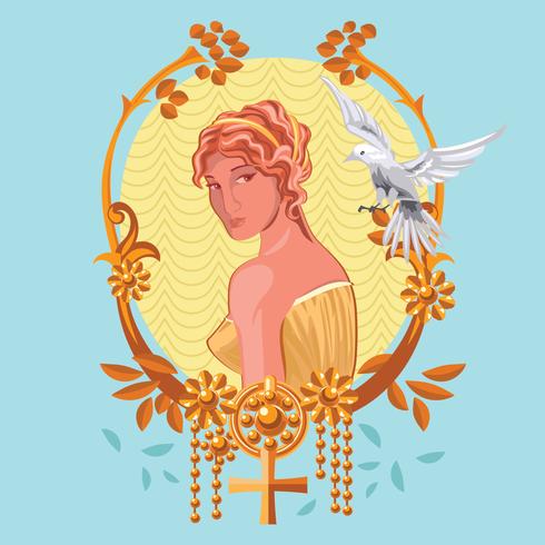 Close Up Birth of Greek Goddess Aphrodite vector