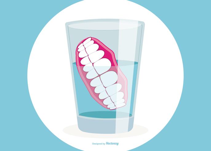 Dentaduras en vaso de agua Ilustración vector