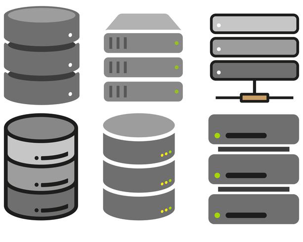 Vector iconos de base de datos plana