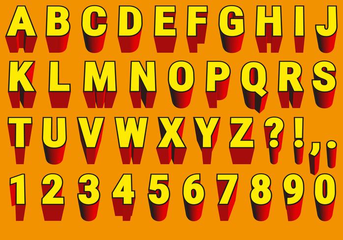 Vector Red And Yellow 3d Font