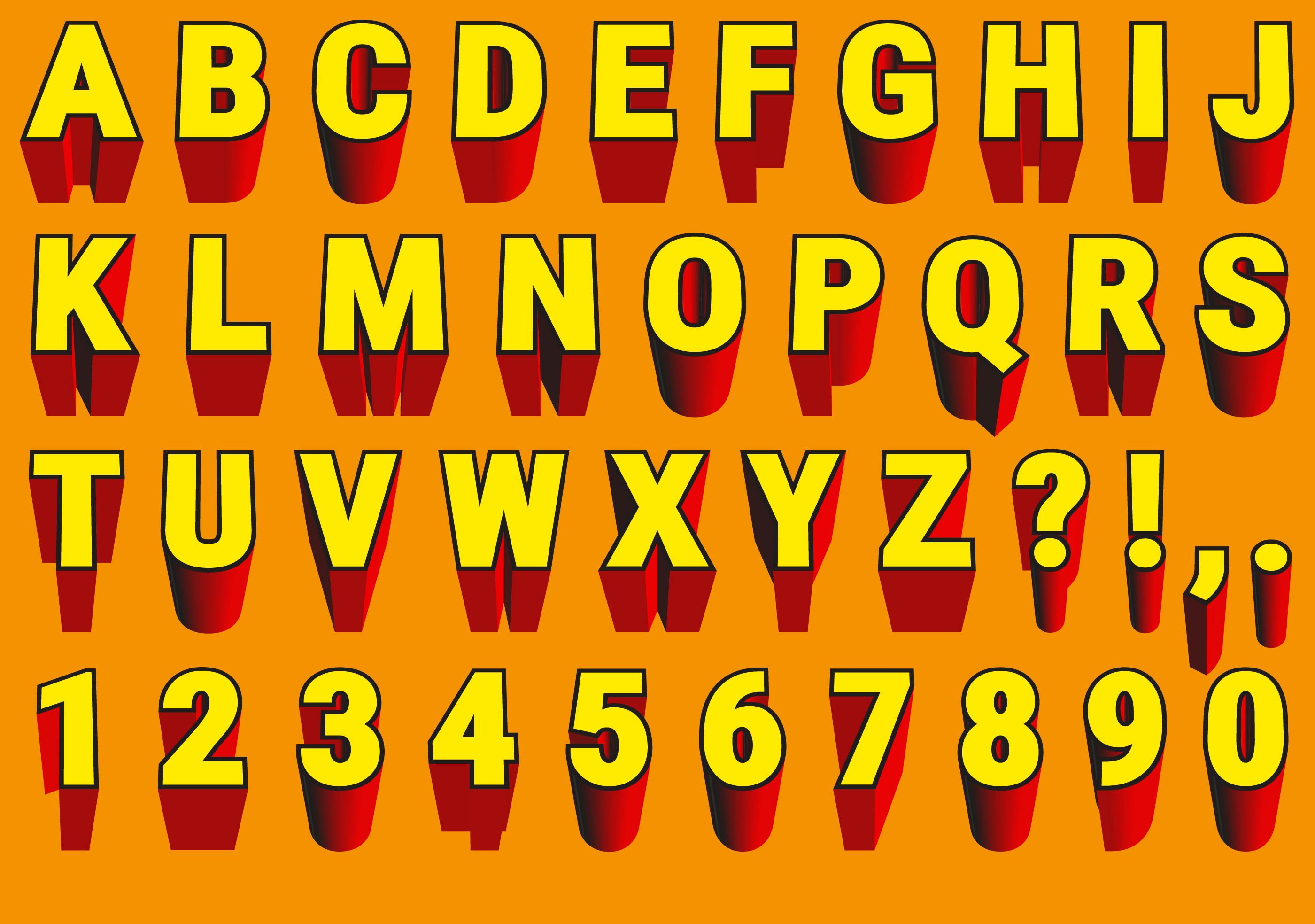 Vector Red And Yellow 3d Font 169523 Vector Art at Vecteezy