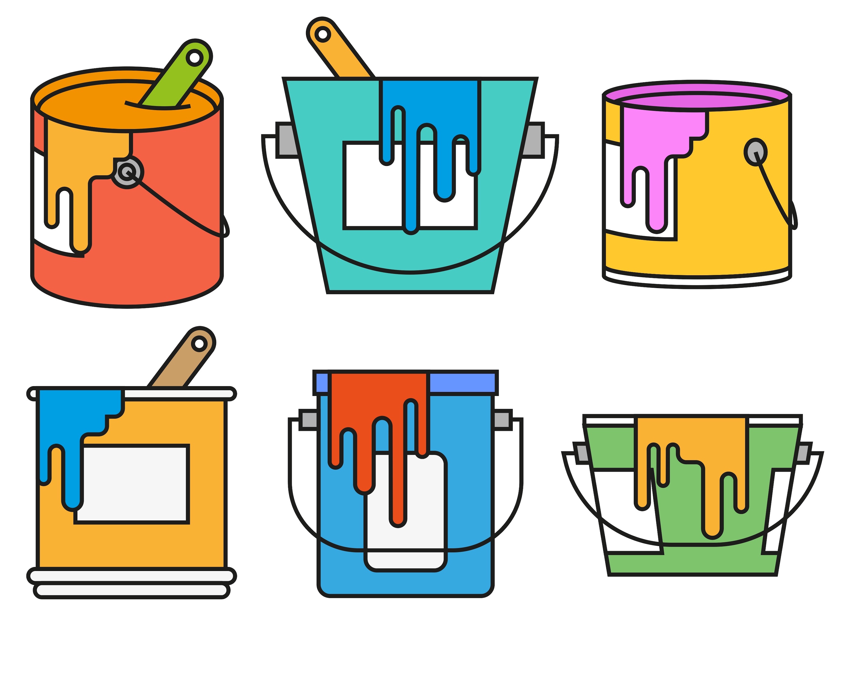 Vector Paint Pot Color Icon Set 169545 Vector Art at Vecteezy