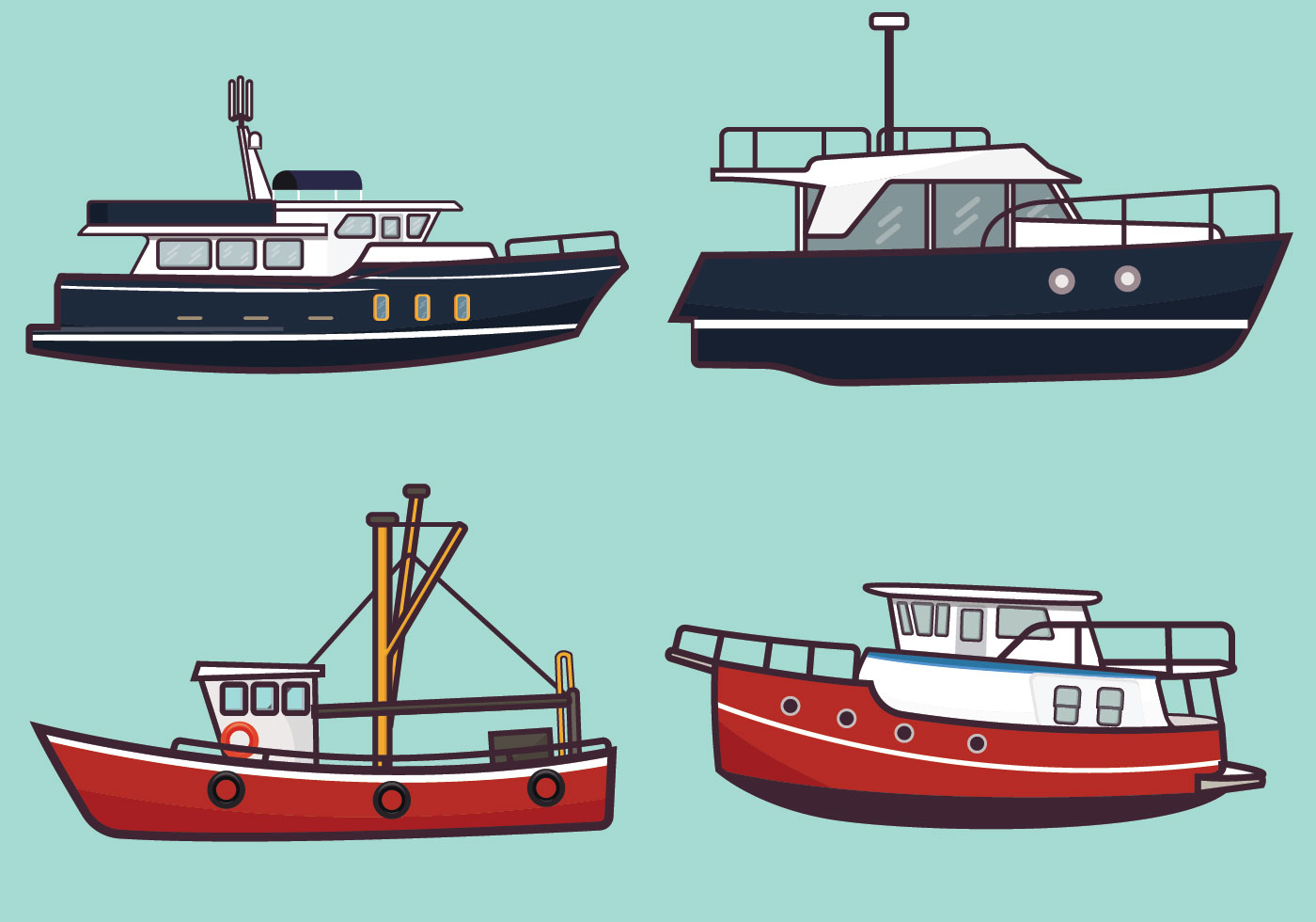 Trawler Vector Pack - Download Free Vectors, Clipart 