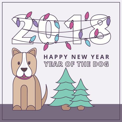 Vector año de la ilustración del perro