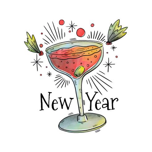 New Year Cocktail Vector